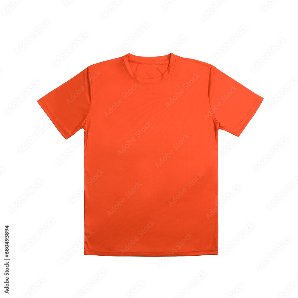 Chic & casual orange colour cotton tee on a white backdrop, ideal for sports and daily wear. Versatile design template for creative mock-ups. Front View Chic & casual orange colour cotton tee on a white backdrop, ideal for sports and daily wear. Versatile design template for creative mock-ups. Front View