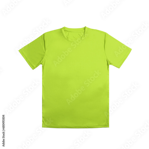 Chic & casual lime green cotton tee on a white backdrop, ideal for sports and daily wear. Versatile design template for creative mock-ups. Front View
