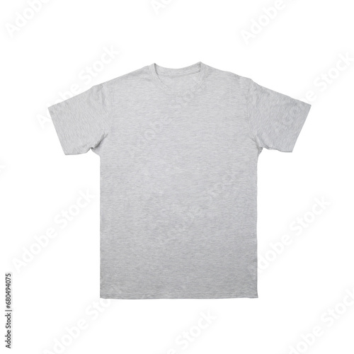 Chic & casual grey colour cotton tee on a white backdrop, ideal for sports and daily wear. Versatile design template for creative mock-ups. Front View
