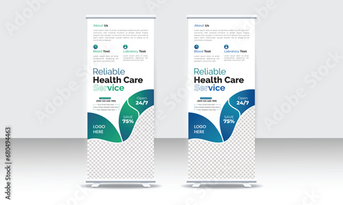 Professional Medical Roll Up Banner Design Template, Health care medical roll up banner template or stand banner template.
