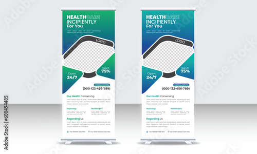 Professional Medical Roll Up Banner Design Template, health care and medical roll up design.