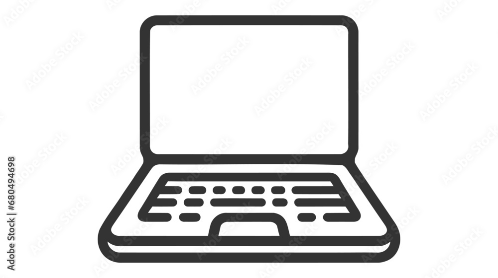 Laptop single line Icon isolated on white background Laptop single line Icon isolated on white background