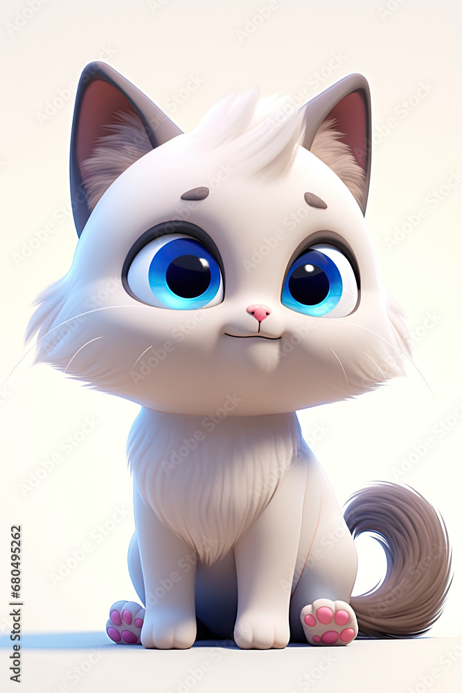 Lovely Ragdoll cat isolated on background. 