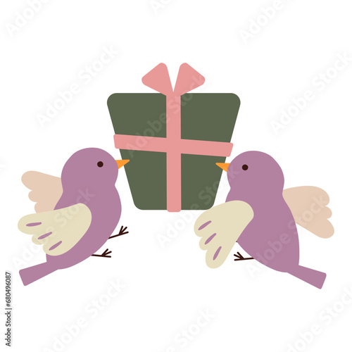 プレゼントを運ぶ大人かわいい鳥