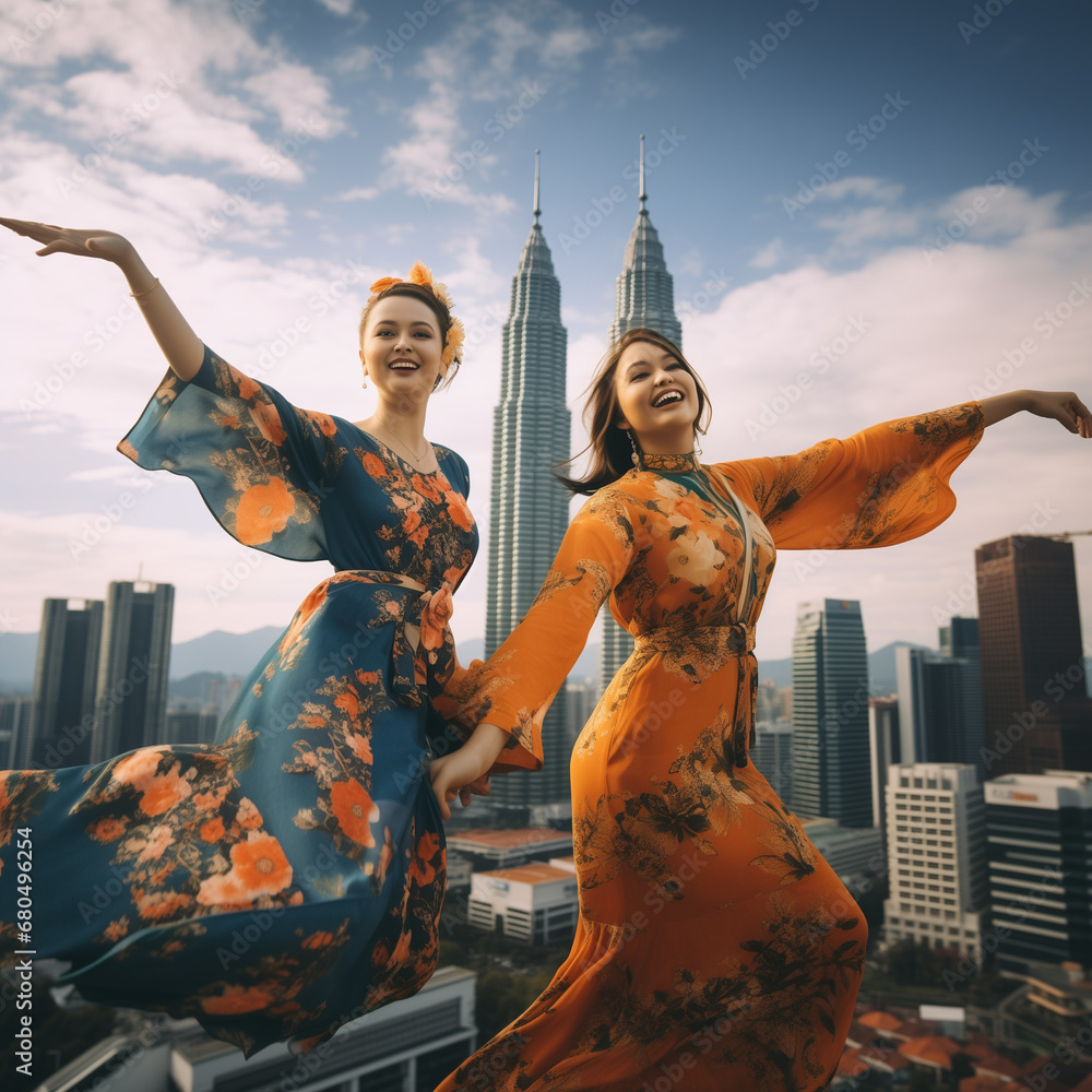 malaysia kuala lumpur twin tower - obrazy, fototapety, plakaty 