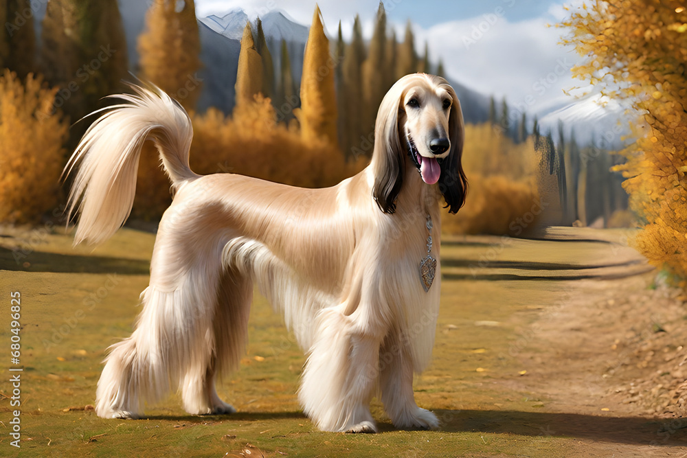 Elegant afghan hound. Generative AI Elegant afghan hound. Generative AI