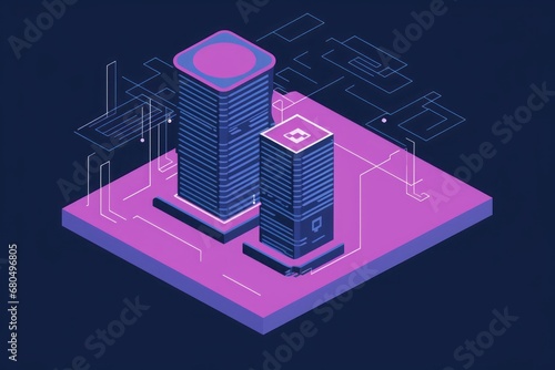 A visually striking purple-themed illustration that creatively embodies the concept of a database. The image features digital elements and symbols that represent data storage and management, ....