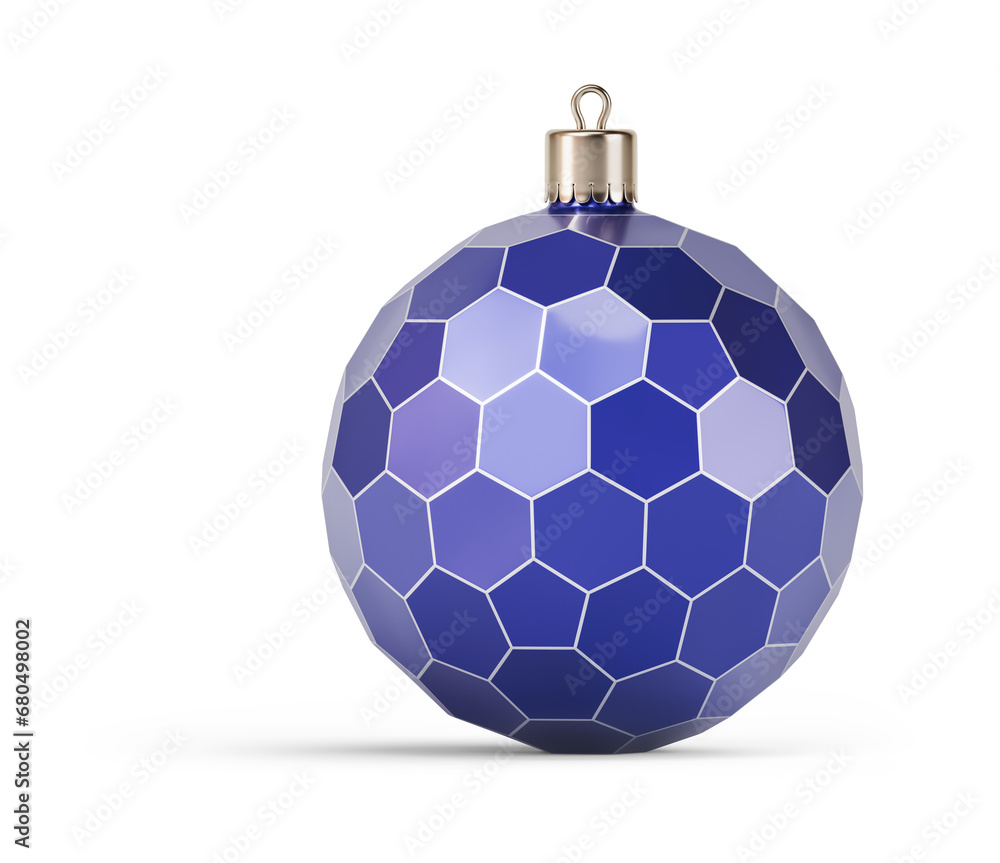 Blue and silver futuristic Christmas ball. New Year tree toy decoration Isolated on transparent background. 3D render Blue and silver futuristic Christmas ball. New Year tree toy decoration Isolated on transparent background. 3D render