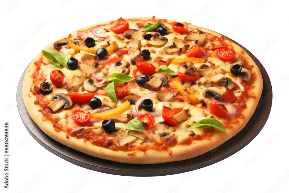 Vegetarian Pizza Isolated on Transparent Background
