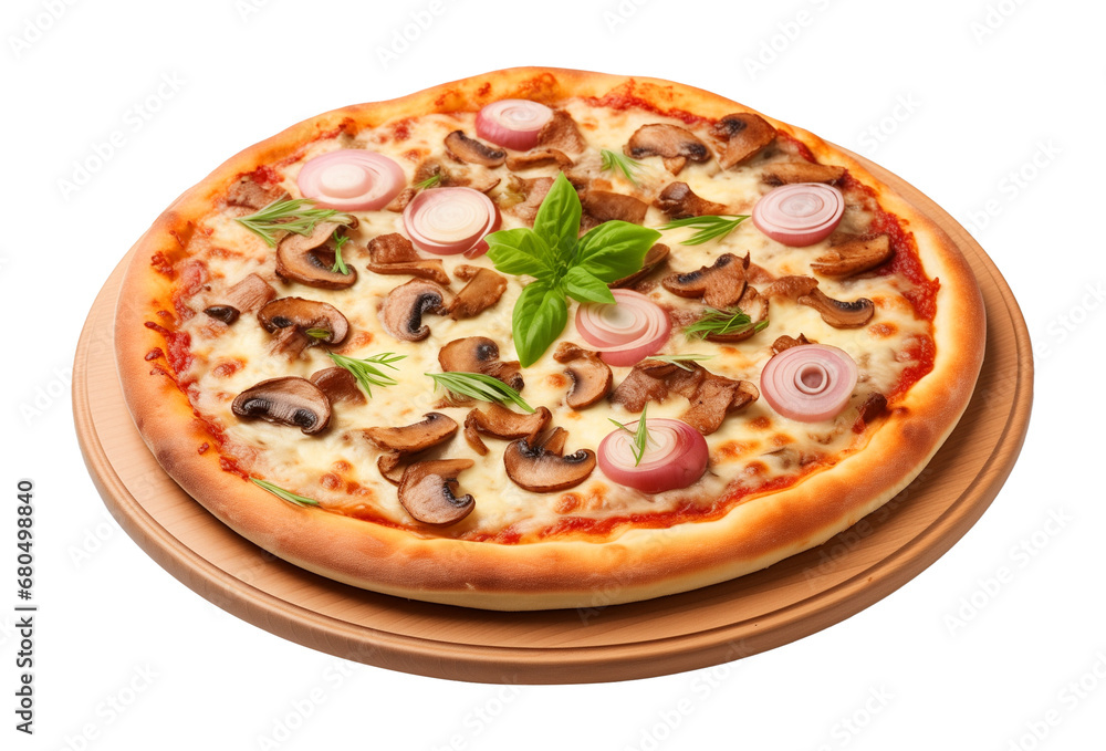 Mushroom Pizza Isolated on Transparent Background
