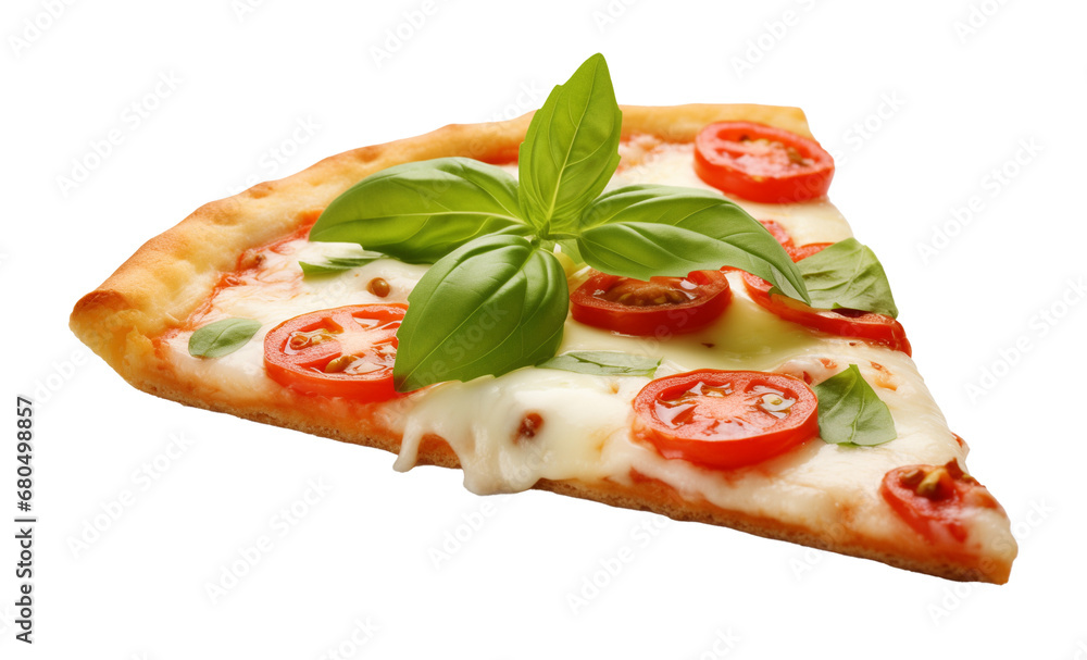 Margherita Pizza Slice Isolated on Transparent Background
