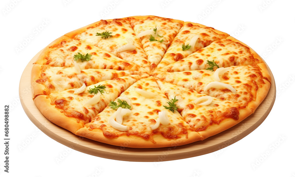 Four Cheese Pizza Isolated on Transparent Background
