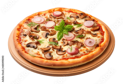 Mushroom Pizza Isolated on Transparent Background 