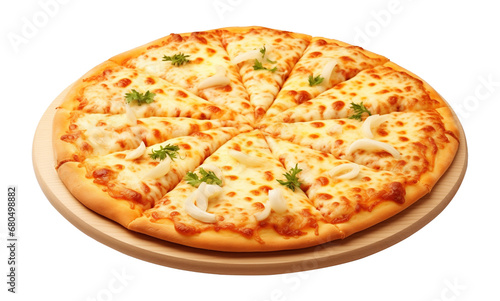 Four Cheese Pizza Isolated on Transparent Background 