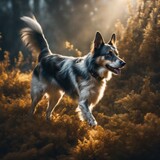 australian shepherd dog in the forest australian shepherd dog in the forest portrait of a dog in the forest