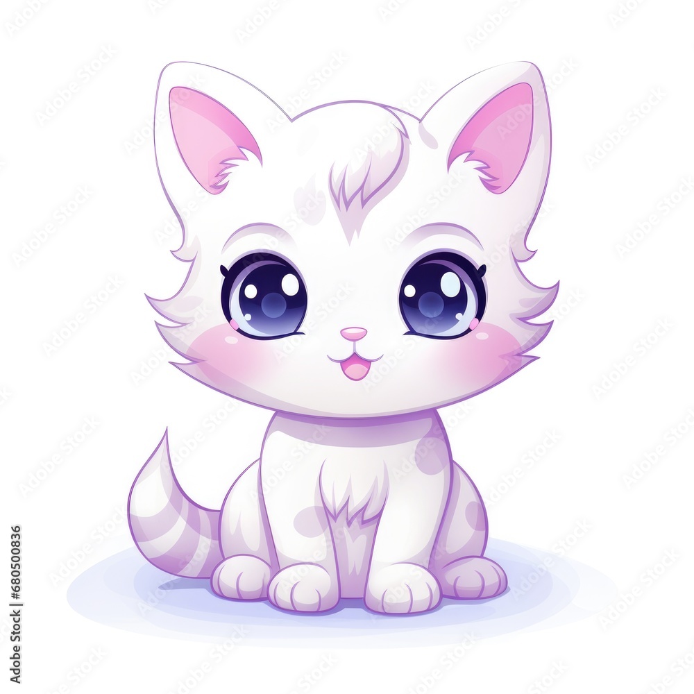 Cute cartoon 3d character kitten on white background Cute cartoon 3d character kitten on white background