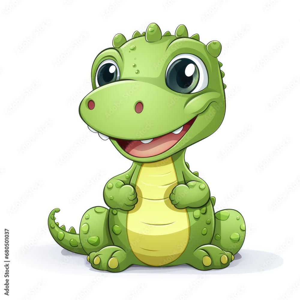 Fototapeta premium Cute cartoon 3d character crocodile on white background