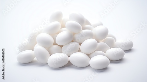 a pile of white eggs