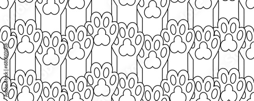 outline paw print seamless pattern