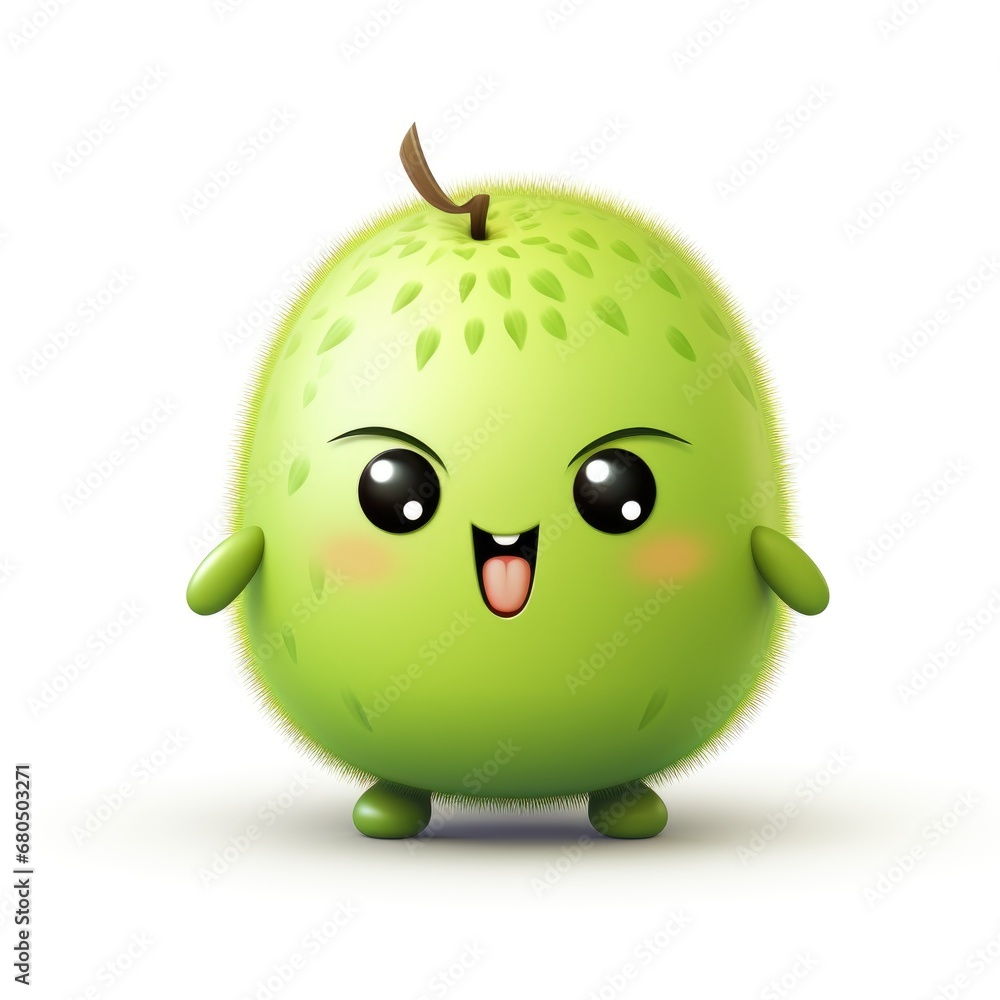 Cute cartoon 3d character kiwi with eyes on white background Cute cartoon 3d character kiwi with eyes on white background
