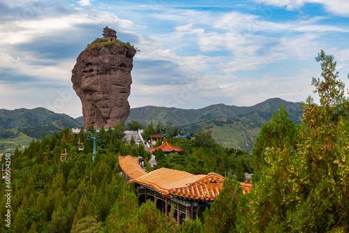 The Two Pagoda Peaks at Chengde in China photo