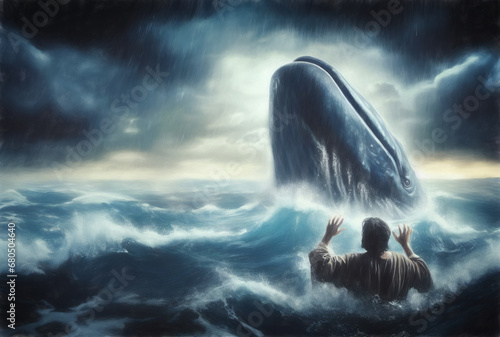 Jonah and the Whale - Book of Jonah in the Old Testament of the Bible - Wondrous Depths: Jonah's Mystical Connection with the Benevolent Leviathan photo