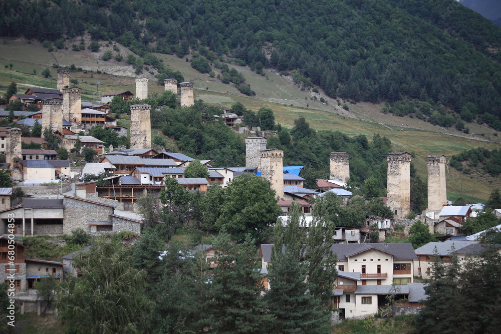Svanetian towers in Mestia, Upper Svaneti, Georgia