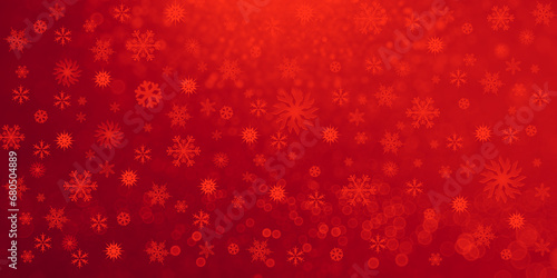 Tło zimowe czerwone, wzór w płatki śniegu