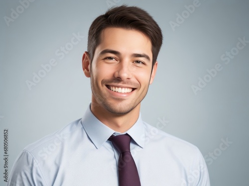 Professional Smiling Man in Corporate Attire with Dark Brown Hair © Momo