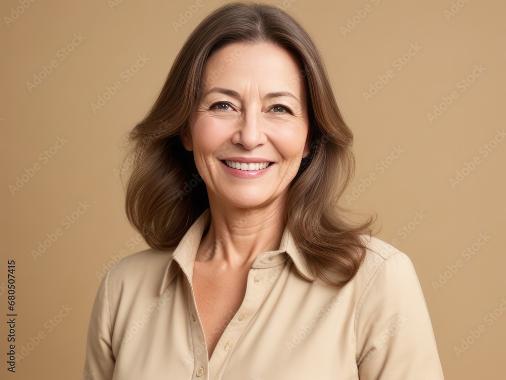 Portrait of a Smiling Woman with Dark Brown Hair