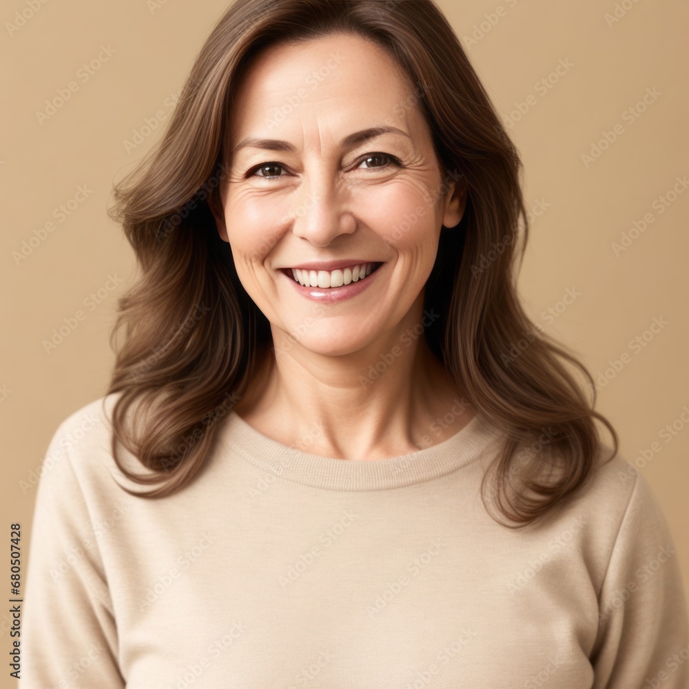 Portrait of a Smiling Woman with Dark Brown Hair Portrait of a Smiling Woman with Dark Brown Hair
