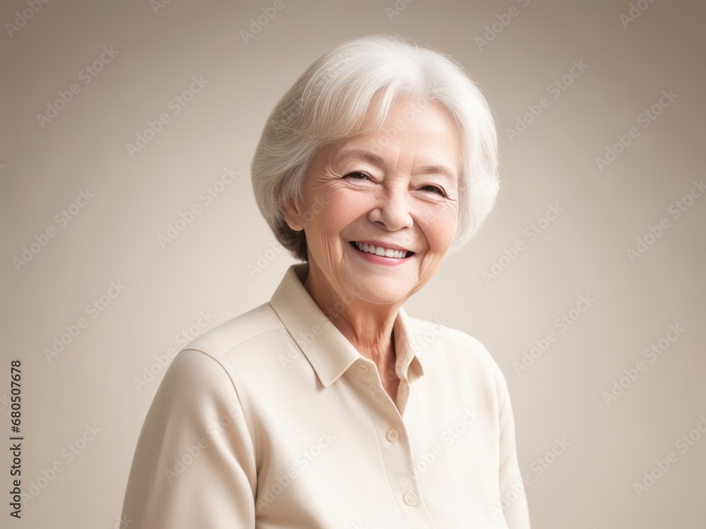 Portrait of an Elderly Woman with Glasses, Smiling Confidently Portrait of an Elderly Woman with Glasses, Smiling Confidently