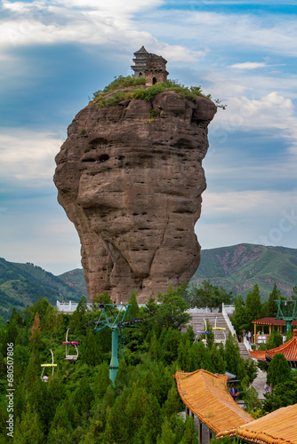 The Two Pagoda Peaks at Chengde in China photo