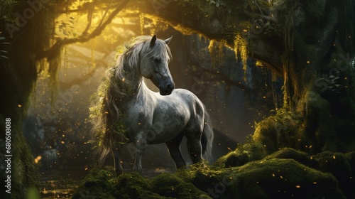 the forest horse as a guardian of the forest's timelessness, preserving its mystical aura for all eternity.