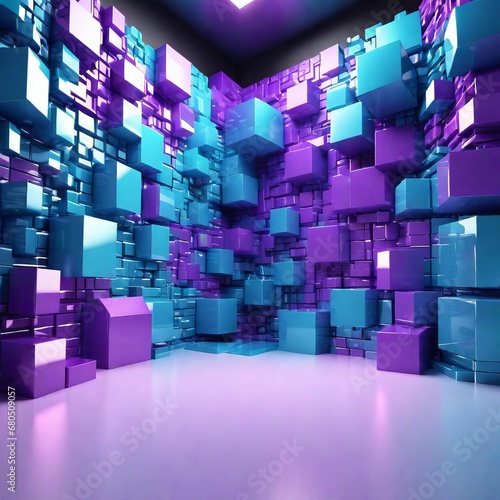blue purple abstract background with cube. 3d illustration, 3d rendering. blue purple abstract background with cube. 3d illustration, 3d rendering. abstract purple cube with many blue glass cubes 3d r