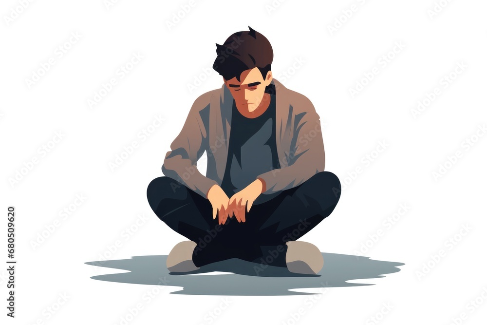 depression man sit on white background depression man sit on white background
