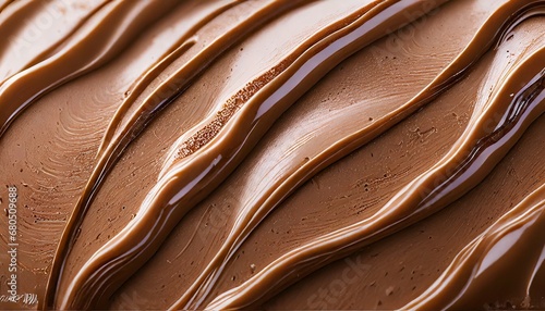 Close-up shot of whipped chocolate cream texture.