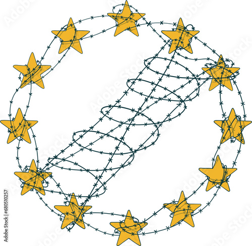 illustration of EU immigration no entry, European Union, prohibition (ID: 680510257)