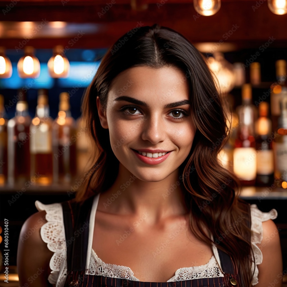 woman bartender smiling