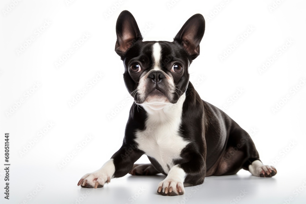 Boston Terrier cute dog isolated on white background