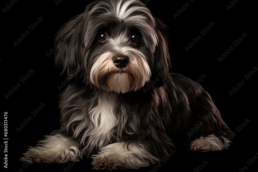 Havanese cute dog isolated on black background