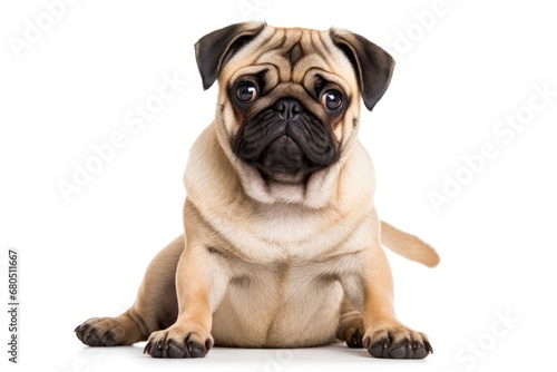 Pug cute dog isolated on white background