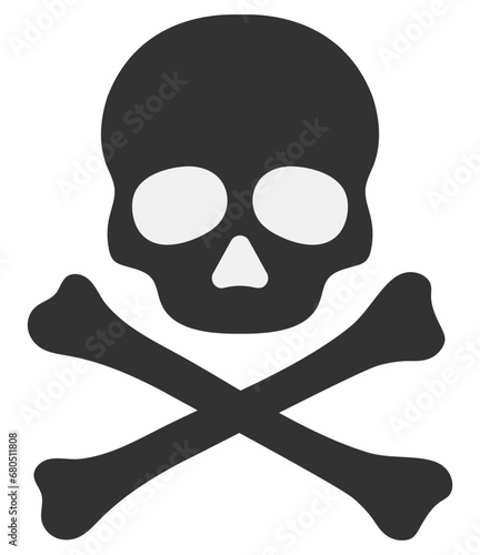 Skull and Crossbones Icon on White Background.
