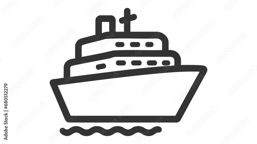 Ship icon flat. Black pictogram on white background. Vector illustration symbol