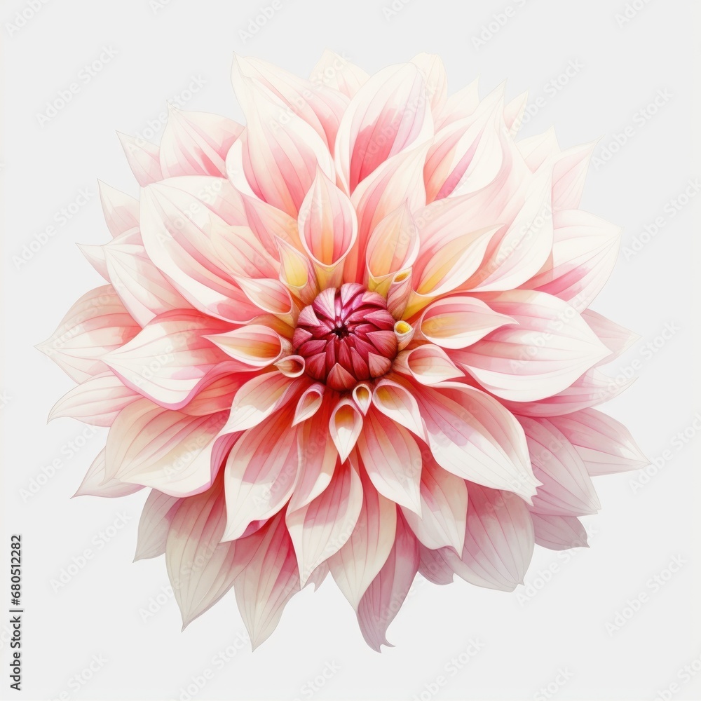 watercolor dahlia flowers illustration on a white background.