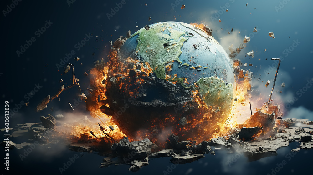 Planet Earth, destroyed by the wars. Conceptual illustration. 