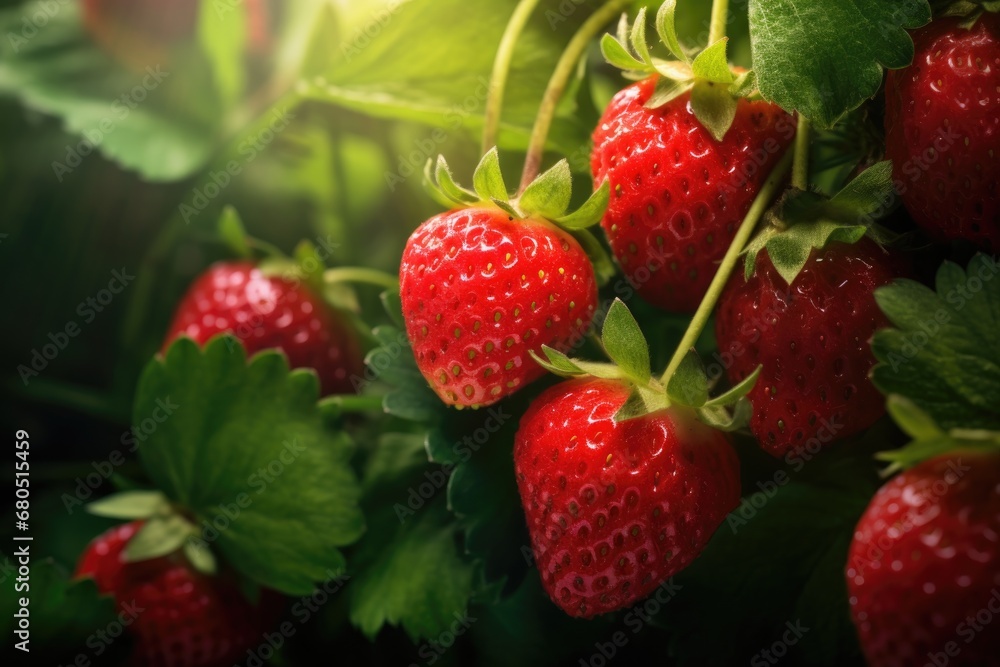strawberry grow in the orchard garden in sunny day. strawberry grow in the orchard garden in sunny day.