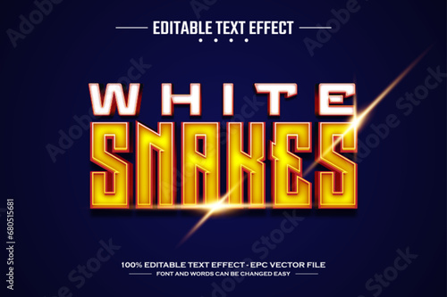 White snakes 3D editable text effect template