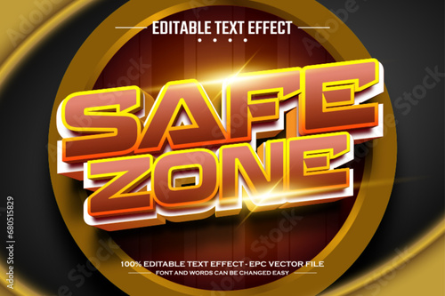 Safe zone 3D editable text effect template