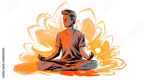 A Man Sitting In A Lotus Pose - Yoga meditation in lotus pose by man silhouette